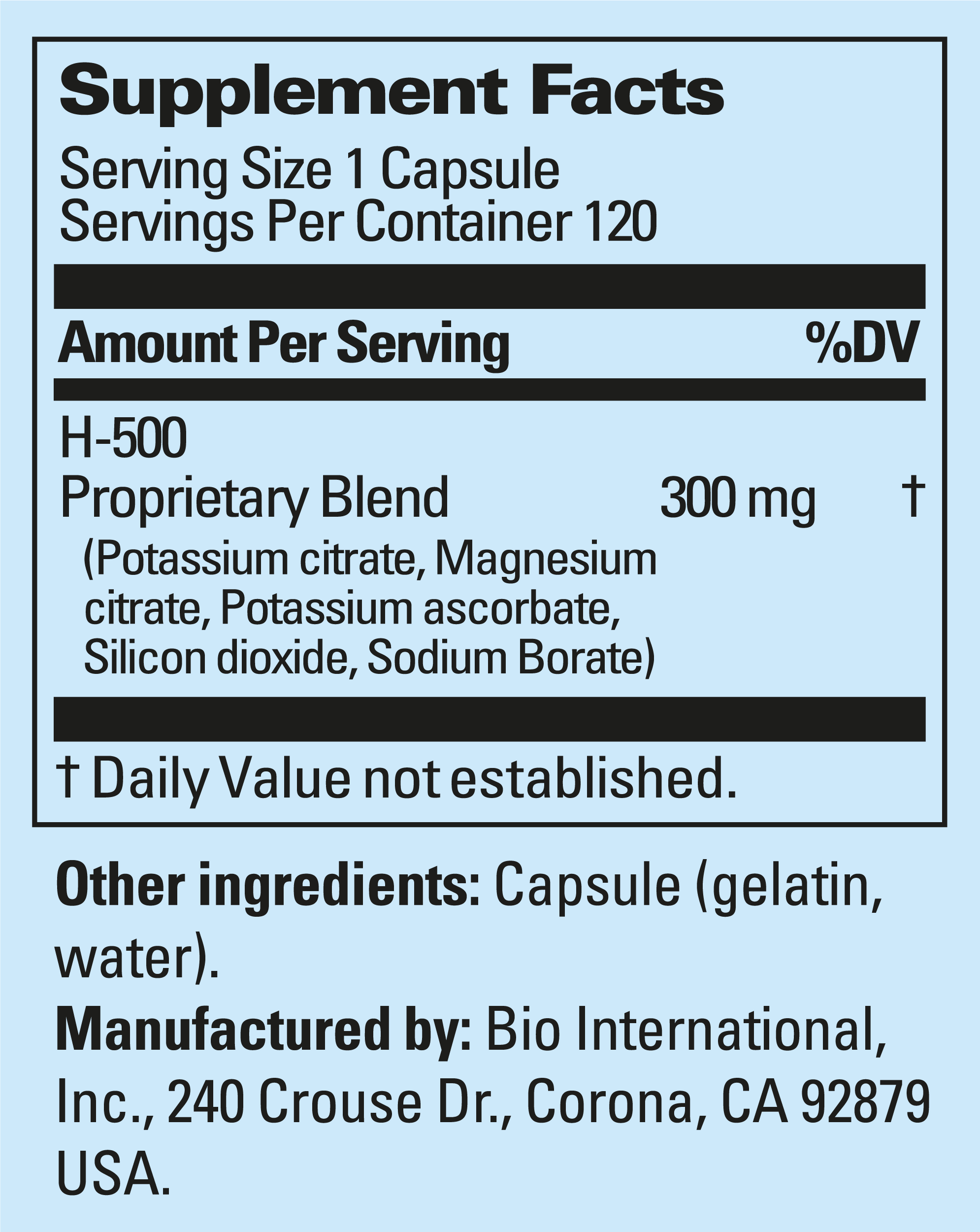 Supplement Label
